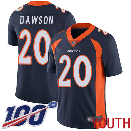 Youth Denver Broncos #20 Duke Dawson Navy Blue Alternate Vapor Untouchable Limited Player 100th Season Football NFL Jersey